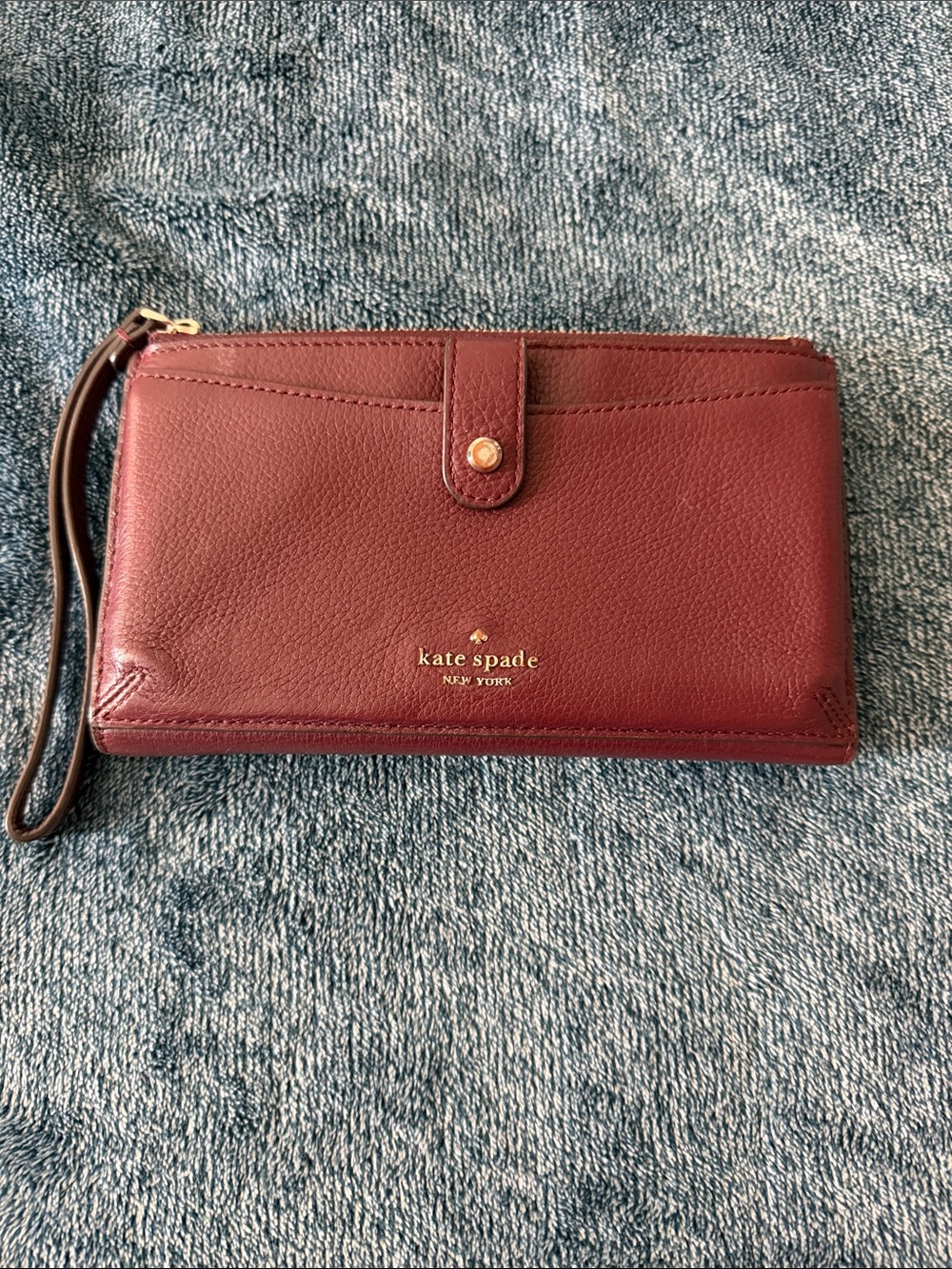 Kate Spade Burgundy Leather Wristlet Wallet